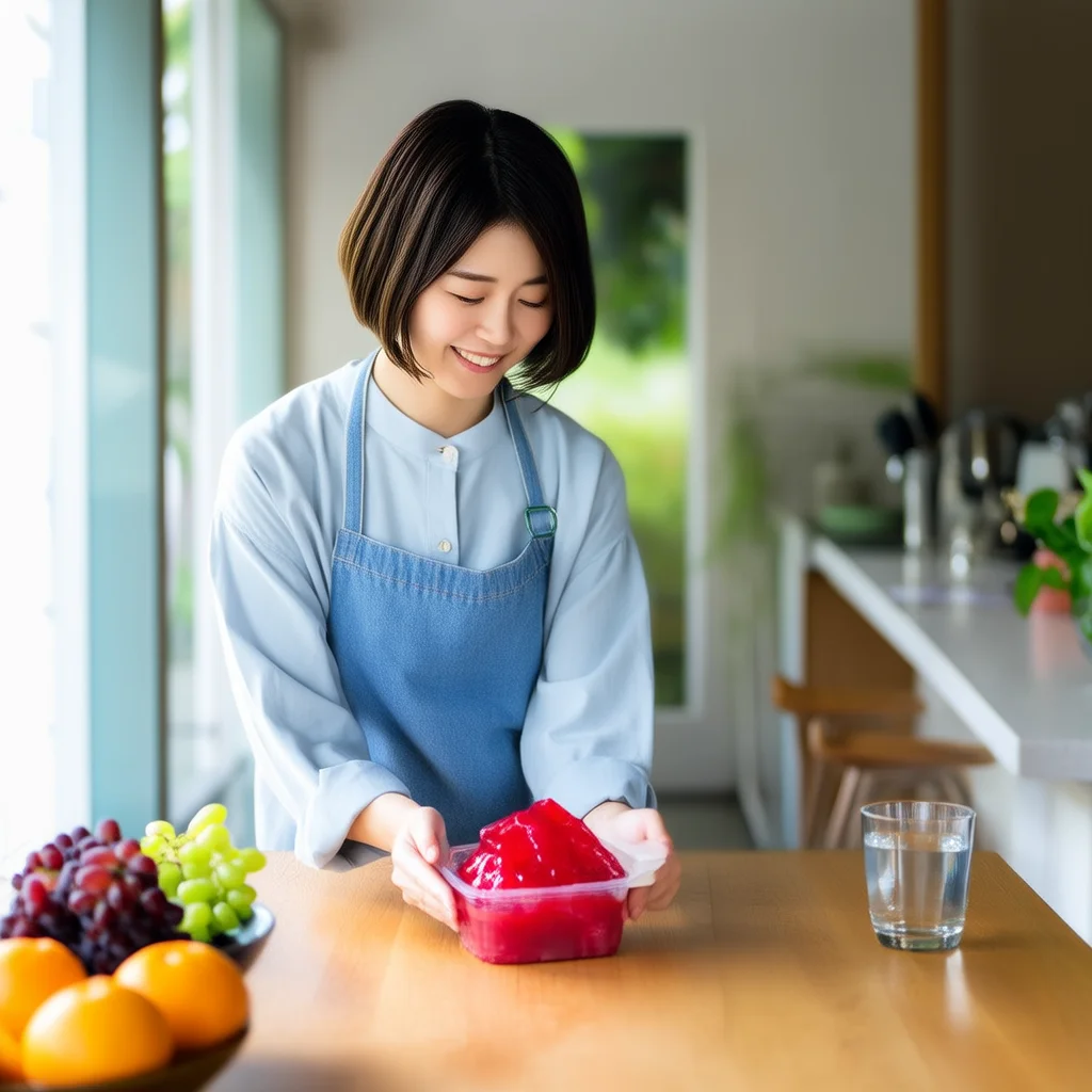 食事對抗酵素膠原凍評價如何?PTT、DCARD真實心得整理+營養師的3點提醒 7 女性在廚房準備食用Slimmit食事對抗酵素膠原凍,健康生活場景
